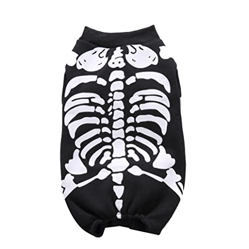 Yililay Halloween Party Skeleton Haustierhund Katze Jumpsuit Cosplay Kostüm Dress Up Kätzchen Welpenbekleidung (schwarz, XL) Hundehund Kostüm von Yililay
