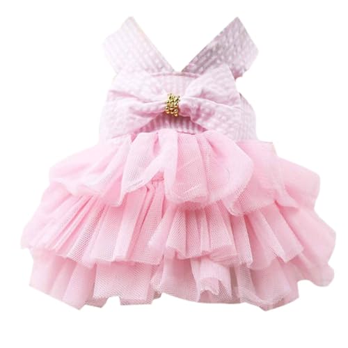 Yililay Hundekleid Welpe Mesh Rock Haustier Party Kleidung Kostüm mit Bogen für kleine mittelgroße Hunde Katze Pink gestreiftes Haustierkleid Yililay Hundekleid Welpe Mesh Rock Haustier Party Kleidung Kostüm mit Bogen für kleine mittelgroße Hunde Katze Pink gestreiftes Haustierkleid von Yililay