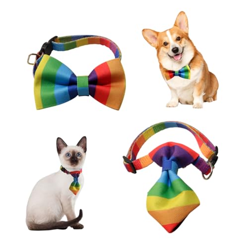 Yimluofa 2 x Hunde-Fliege, exquisite Hunde-Krawatte, Regenbogen-Fliege, Bandanas für Haustier-Kostüm-Zubehör Yimluofa 2 x Hunde-Fliege, exquisite Hunde-Krawatte, Regenbogen-Fliege, Bandanas für Haustier-Kostüm-Zubehör von Yimluofa