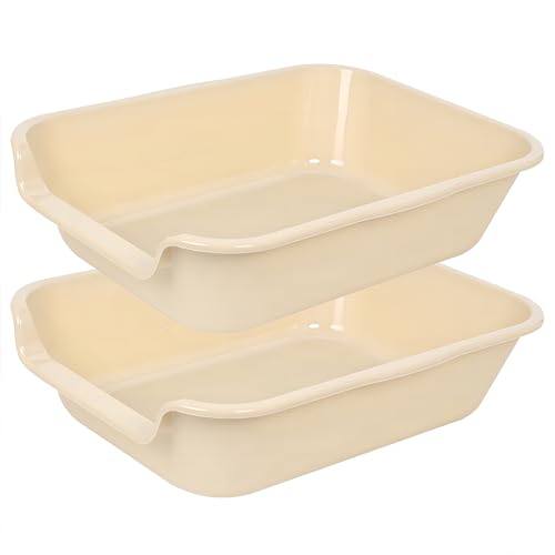 Ying Tutu 2 Stück extra große Katzentoilette (ABS-Material), niedriger Einstieg, Seniorenklo für geriatrische Kätzchen, Jumbo-Haustiersichere Katzentoilette, Tablett für Haustiere, Töpfchen von Ying Tutu