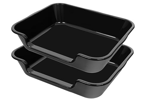Ying Tutu Extra große Katzentoilette (ABS-Material), Seniorentoilette mit niedrigem Einstieg für geriatrische Kätzchen, große Katzen, Jumbo-Katzentoiletten für Haustiere im Innenbereich, Schwarz, 61 x von Ying Tutu