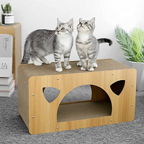 Yinghesheng 2 in 1 Katze Kratzer Karton Lounge Bett, Katze Bett Couch für Haus, Katze Kratzbaum, langlebige Board Pads verhindert Möbel Schaden,L von Yinghesheng