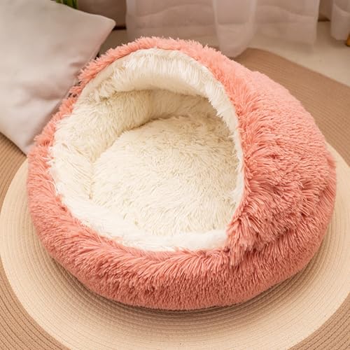 Yinghesheng Hundekörbchen, Weiches Rundes Hundekorb Katzenbett Flauschig, Kleine und Mittelgroße Hunde, Waschbares Beruhigendes Haustierbett,Rosa,50cm von Yinghesheng