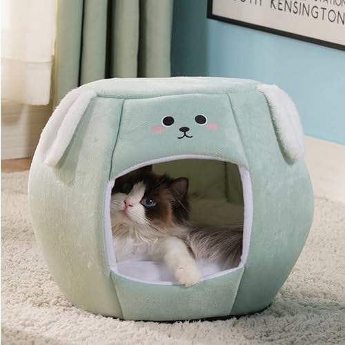 Yinghesheng Katzenhaus für Indoor Katzen, Warmes Und Gemütliches Katzenhöhle Katzenbett, Katzenschlafplatz Katzen Versteck Für Draußen Winterfest Warm,Grün,45x38x35cm Yinghesheng Katzenhaus für Indoor Katzen, Warmes Und Gemütliches Katzenhöhle Katzenbett, Katzenschlafplatz Katzen Versteck Für Draußen Winterfest Warm,Grün,45x38x35cm von Yinghesheng