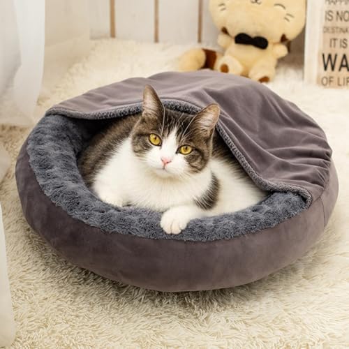 Yinghesheng Ultra-weiches Katzenbetten für alle Größen - Plüsch Hundebett, Rutschfester Boden & maschinenwaschbarer Bezug Klein/Mittel/Groß,60cm von Yinghesheng