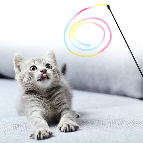 Cat String Toys für Innenkatzen, Katzenpreis Spielzeugkatze Teaser Zauberstab Katze Regenbogen Zauberstab Spielzeug Interaktiver Katzenspielzeug Farbenfrohe Band Charmeur für die Meisten Katzen und Cat String Toys für Innenkatzen, Katzenpreis Spielzeugkatze Teaser Zauberstab Katze Regenbogen Zauberstab Spielzeug Interaktiver Katzenspielzeug Farbenfrohe Band Charmeur für die Meisten Katzen und von Yinhing