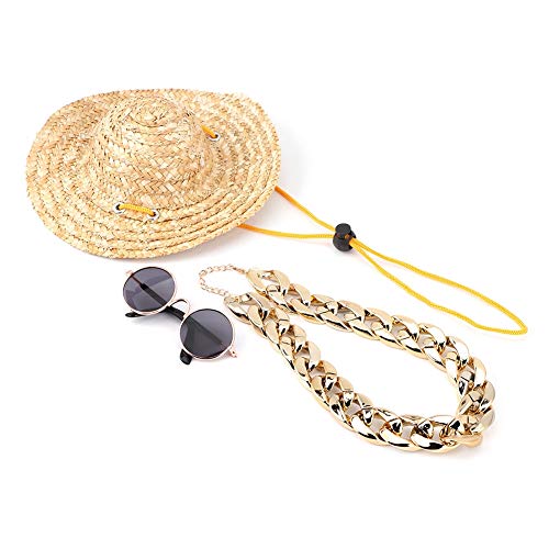 Hund Sonnenbrille, Hüte für Katzen Haustierfotografie Accessoire Haustier Sonnenbrille Retro Strohhut Halsband Katzen Halskette Katze Kostüm für Katze Welpe Kleiner Mittelschwerer Hund (3-teiliges Hund Sonnenbrille, Hüte für Katzen Haustierfotografie Accessoire Haustier Sonnenbrille Retro Strohhut Halsband Katzen Halskette Katze Kostüm für Katze Welpe Kleiner Mittelschwerer Hund (3-teiliges von Yinhing