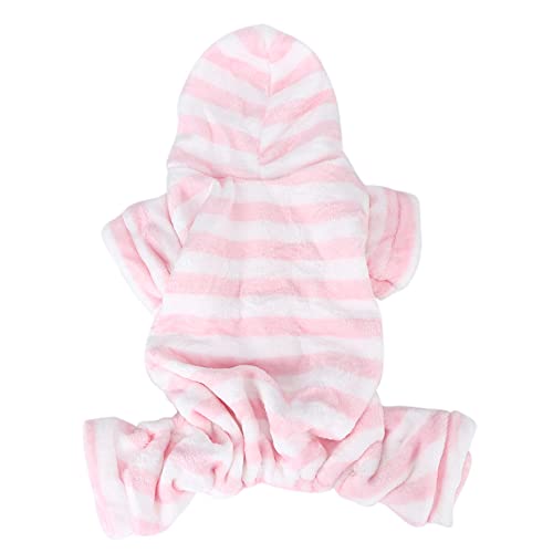 Katzenschneeanzug, Fleece Dog Pyjamas Winter Warmes Schweißhemd 4 Beine Jumpsuit Pyjamas Streifen Hoodies Kleidung Hunde Jammies für Kleine Mittelgroße Hundekatze (XS) von Yinhing
