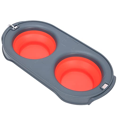 Travel Dog Bowls, Tragbare Hundeschale Tragbare Haustierklappschale Faltbares Doppel -Futter -Wasserversorgungsfutterklappenschale für Haustiere, Reisen, Wandern, Camping, 11,3 X 5,9 X 2,6 Zoll (Rot) von Yinhing