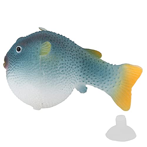 Yinhing Falsche Fische, Gummifische Leuchtet Effekt Aquarium Dekor Schwimmende Verzierung mit Saugbecher Aquarium Puffer Fisch Fisch Simulation Gummi Schwimmfisch für Fischbox (Blue) von Yinhing
