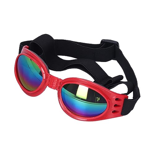 Yinhing Hundegläser, Hunde Sonnenbrille Haustiergläser Augenkleidung mit Verstellbarem Riemen Sommerfaltbarer Sonnenbrille Hundbrille für Kleine Mittelgroße und Große Hunde (Rot) von Yinhing