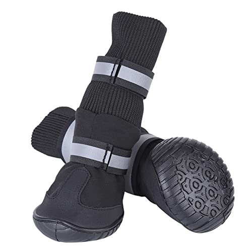 Yinhing Hundestiefel, Hundeschuhe mit Anti -Slip -Schutzstiefeln 4pcs Set wasserdichte Haustierschuhe Hundestiefel für Große Hunde (L) von Yinhing