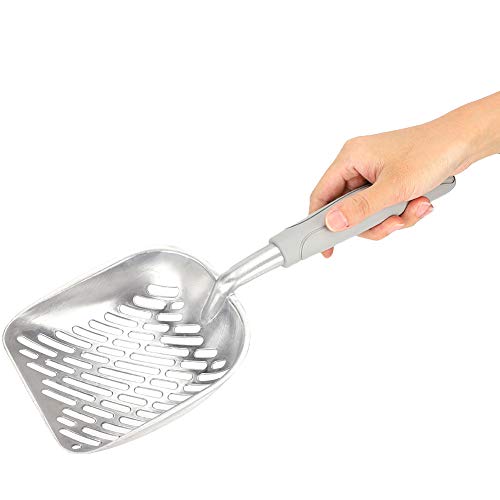 Yinhing Katzenstrauder -Schaufel, Müll Schaufel Tiefes Pet Spatel Sifter mit Ergonomischem Griff Edelstahl Kätzchen Pooper Lifter Metall Katze Katzentrupp für Katzenstreubox, 14,2x5.1x1.6in (Grey) von Yinhing