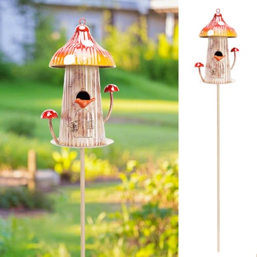 Yinns Vogelhäuser Pfahl für draußen, Metall-Pilz-Vogelhaus, Gartenpfahl, Wildvogel-Futterstation, Vogelhaus für Zuhause, Garten, Dekoration Yinns Vogelhäuser Pfahl für draußen, Metall-Pilz-Vogelhaus, Gartenpfahl, Wildvogel-Futterstation, Vogelhaus für Zuhause, Garten, Dekoration von Yinns