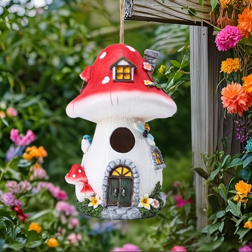 Yinns Vogelhaus aus Kunstharz für draußen, Vogelhäuser für den Außenbereich zum Nisten, dekorative Pilz-Vogelhäuser für Hof, Gartendekoration, wasserdicht Yinns Vogelhaus aus Kunstharz für draußen, Vogelhäuser für den Außenbereich zum Nisten, dekorative Pilz-Vogelhäuser für Hof, Gartendekoration, wasserdicht von Yinns