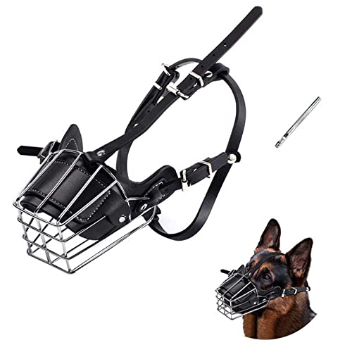 Maulkorb für Hunde, Metall, Hundemund, atmungsaktiv, verstellbare Leder-Leine, geeignet für große und mittelgroße Hunde (M) Maulkorb für Hunde, Metall, Hundemund, atmungsaktiv, verstellbare Leder-Leine, geeignet für große und mittelgroße Hunde (M) von Yinrikom