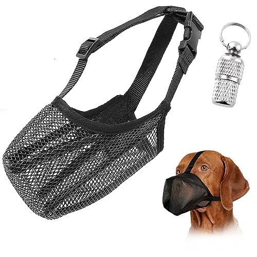Maulkorb für Hunde, gefaltet, weiches Netzgewebe, für kleine bis mittelgroße große Hunde mit verstellbaren Riemen, Feste Schnallen, um Beißen, Kauen Lecken zu verhindern (Schwarz,XL) von Yinrikom