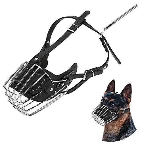 Yinrikom Hundemaulkorb, Metall Gesicht Korb Hund Maulkorb Atmungsaktiv Verstellbare Lederleine Geeignet für große mittlere Hunde. (L) Yinrikom Hundemaulkorb, Metall Gesicht Korb Hund Maulkorb Atmungsaktiv Verstellbare Lederleine Geeignet für große mittlere Hunde. (L) von Yinrikom