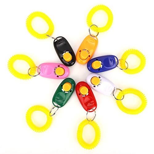 Yinuoday Hundetrainings-Clicker mit Handgelenksband, 7 verschiedene Farben, Hundetrainer mit Gummiring für Hundetraining von Yinuoday