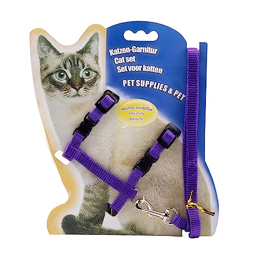 Yinuoday Katzengeschirr und Leine Kätzchen Verstellbare Traktionsgeschirr Gürtel Katzenhalfter Halsband von Yinuoday