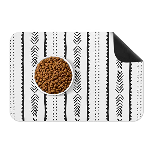 Yinuomo Hundefuttermatte, Haustierfuttermatte mit super wasserabsorbierend, rutschfestes Tischset für Haustiere, Napf und Wassernapf, maschinenwaschbar, klein, 30.5x50.8 cm (Tribal) von Yinuomo