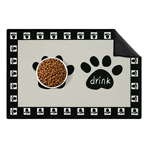 Yinuomo Hundefuttermatte, wasserabsorbierende Haustierfuttermatte, rutschfeste Platzmatte für Haustiere, Futternapf und Wasser, leicht zu reinigen, extra groß, 53.3x81.3 cm (Pfote) von Yinuomo
