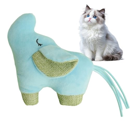 Yiohejy Katzen Kau Spielzeug - Interaktives Katzen Spielzeug Mit Katzenminze Und Raschelgeräusch,Haustierzubehör Teaser Elefanten Plüsch Für Innenraum Kätzchen Kratzstimulation Bereicherung Jagd von Yiohejy