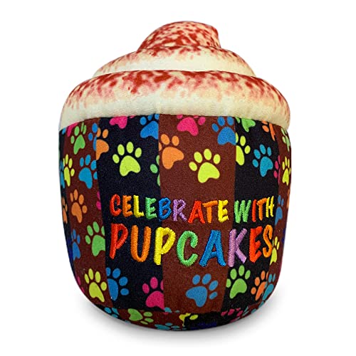 YipNPlay Pupcakes - Plüschtiere für Hunde in einer Vielzahl von lustigen Cupcake-Designs und Stilen aus weichen Materialien, einschließlich Cord, mit eingebautem Quietscher und Stickerei für Spielzeit von YipNPlay