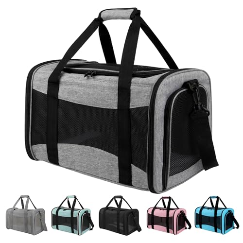 Yipincover Tragetasche, weiche Seiten, für mittelgroße und große Katzen, Hunde, 6,8 kg, 9 kg, belüftetes Design, tragbarer Tragegriff, zusammenklappbare Tragetasche für Kätzchen, Welpen (XL, Grau und Yipincover Tragetasche, weiche Seiten, für mittelgroße und große Katzen, Hunde, 6,8 kg, 9 kg, belüftetes Design, tragbarer Tragegriff, zusammenklappbare Tragetasche für Kätzchen, Welpen (XL, Grau und von Yipincover