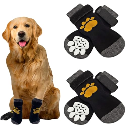 Rutschfeste Hundesocken, 2 Paar, griffige Socken, Pfotenschutz gegen Lecken, schützt vor Kratzen, Schuhe mit verstellbarem Riemen, für den Innen- und Außenbereich, zum Spazierengehen auf dem Boden (L) Rutschfeste Hundesocken, 2 Paar, griffige Socken, Pfotenschutz gegen Lecken, schützt vor Kratzen, Schuhe mit verstellbarem Riemen, für den Innen- und Außenbereich, zum Spazierengehen auf dem Boden (L) von Yiqicomle