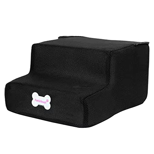 Hundetreppe für Bett, Sofa mit waschbarem Bezug, Haustiertreppe, hochdichter Schaumstoff, Haustierleiter, 2 Stufen, rutschfester Stoff, stabile Kletterrampe, für Katzen, kleine Hunde, Welpen, Hundetreppe für Bett, Sofa mit waschbarem Bezug, Haustiertreppe, hochdichter Schaumstoff, Haustierleiter, 2 Stufen, rutschfester Stoff, stabile Kletterrampe, für Katzen, kleine Hunde, Welpen, von Yirepny