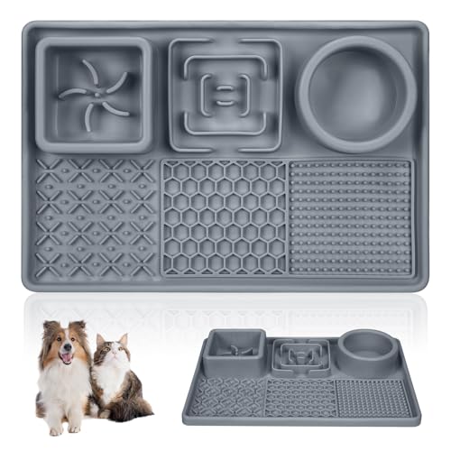 Slow Feeder Bowl Anti-Rutsch-Leckmatte für mittelgroße Hunde und Welpen, langsames Füttern, Leckmatte für Hunde und Katzen, Training, Angstzustände, Langeweile (Grau) Slow Feeder Bowl Anti-Rutsch-Leckmatte für mittelgroße Hunde und Welpen, langsames Füttern, Leckmatte für Hunde und Katzen, Training, Angstzustände, Langeweile (Grau) von Yirochan
