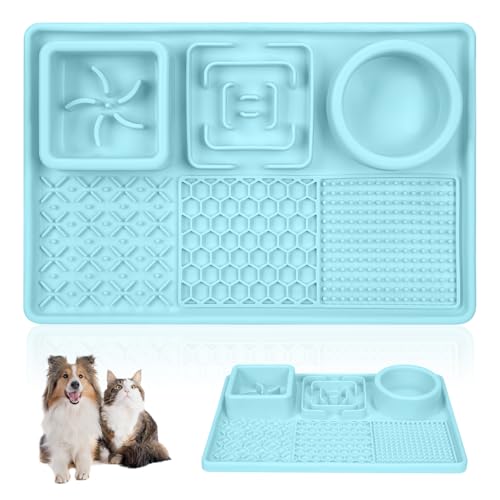 Slow Feeder Bowl Anti-Rutsch-Leckmatte für mittelgroße Hunde und Welpen, langsames Füttern, Leckmatte für Hunde und Katzen, Training, Angstzustände, Langeweile (Blau) von Yirochan