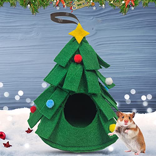 Yirtree Hamsternest in Weihnachtsbaumform, rutschfestes Schlafhaus für Kleintiere, Hamster, Meerschweinchen, Winterschlaf S von Yirtree