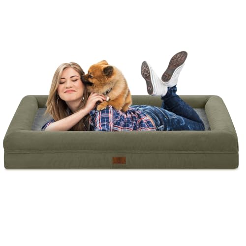 Yiruka Jumbo-Hundebett für extra große Hunde, waschbares, orthopädisches Hundebett mit 4-seitiger abnehmbarer Nackenrolle, wasserdicht, rutschfest, Eierkisten-Schaumstoff, Haustier-Couch-Sofa Yiruka Jumbo-Hundebett für extra große Hunde, waschbares, orthopädisches Hundebett mit 4-seitiger abnehmbarer Nackenrolle, wasserdicht, rutschfest, Eierkisten-Schaumstoff, Haustier-Couch-Sofa von Yiruka