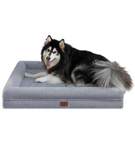 Yiruka XL Hundebett, orthopädisches Gel-Memory-Schaum-Hundebett, waschbares Hundebett mit abnehmbarem Bezug, wasserdichte rutschfeste Unterseite, große Hundecouchbett von Yiruka