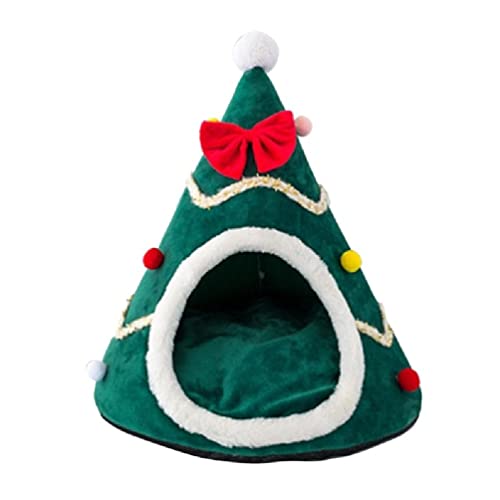Yisawroy Katzenhöhle in Weihnachtsbaum-Form, Zelt für Innenbereich, kleine bis große Katzen, maschinenwaschbar, ultraweiches Kissen, rutschfest, warmes Katzenzelt von Yisawroy