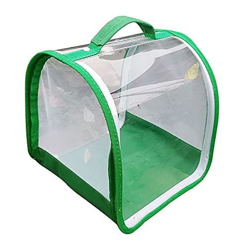 Yissone 360 Grad transparenter Insekten-Beobachtungskäfig, tragbar, zusammenklappbar, Schmetterlingskäfig, Zuchtkäfig, Insektenkäfig, Käfig, mit Griff, Reißverschluss von Yissone