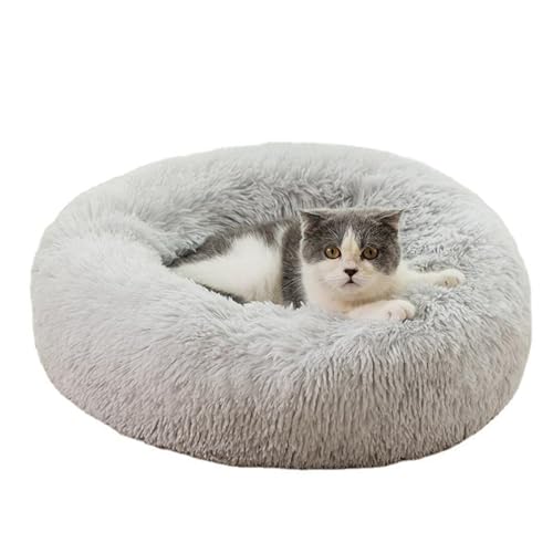 Yissone Beruhigendes Donut-Haustierbett mit rutschfester Unterseite, rund, für Hunde und Katzen bis zu 5 kg von Yissone