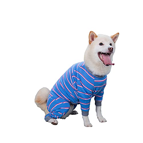 Yissone Hund Recovery Anzug Gestreiften Hund Schlaf Kleidung Weich Und Haut- Freundliche Volle Hund Body Langarm Vier Beine Pyjamas für Große Hunde von Yissone