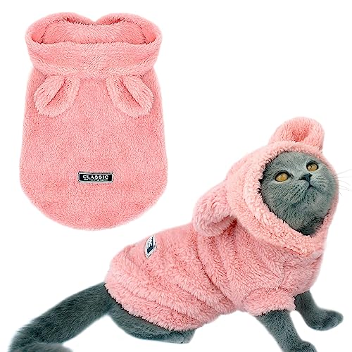 Yissone Hunde-Pyjama für den Winter, warm, Plüsch, Welpen-Kapuzenpullover, Haustier-Einteiler, Katzen-Outfit, Kleidung von Yissone