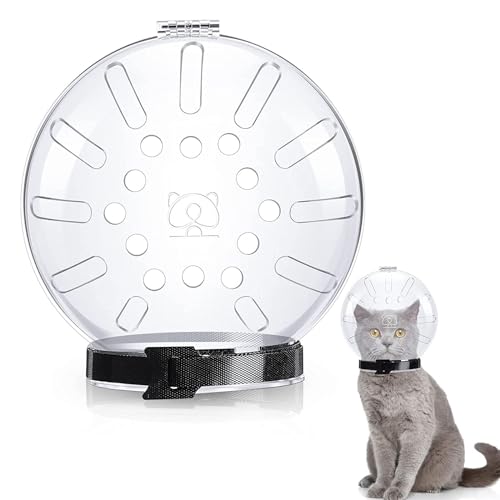 Yissone Katzen-Maulkorb, transparent, atmungsaktiv, Anti-Biss-Kapuze, Astronautenhelm für Katzen, Fellpflege, Baden von Yissone