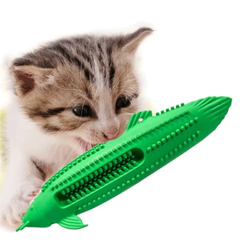 Yissone Katzenzahnbürste in Fischform, weiches Gummi, Zahnreinigung, Kauspielzeug mit für Kätzchen und Katzen von Yissone