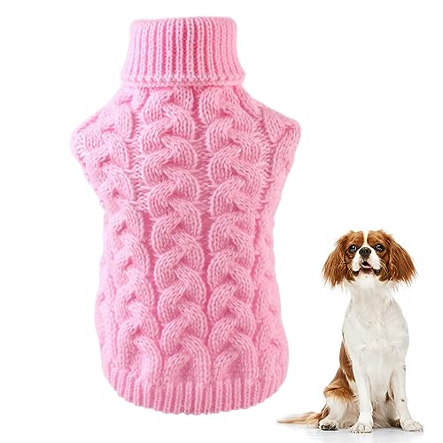 Yissone Kleiner Hund Pullover Pullover Kaltes Wetter Gestrickt Rollkragen Kleidung Kabel Strickwaren von Yissone