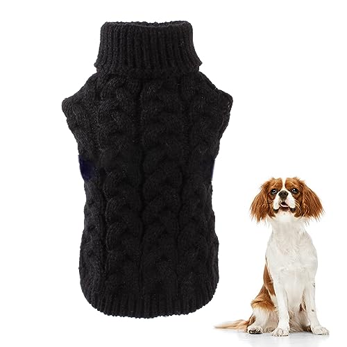 Yissone Kleiner Hund Pullover Pullover Kaltes Wetter Gestrickt Rollkragen Kleidung Kabel Strickwaren von Yissone