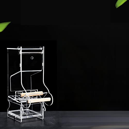 Yissone No-Mess Vogelfutterstation Automatischer Papageien-Samen-Futterspender mit Sitzstange, transparenter Papageien-Futterspender von Yissone