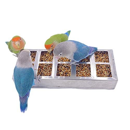 Yissone Pet Vogel Feeder Edelstahl Vogel Feeder mit Multi- Grid Vogel Käfig Liefert Fütterung Schüssel Box von Yissone