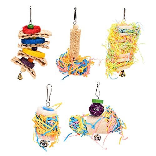 Yissone Vogel-Luffa-Spielzeug, Sittiche, Kauspielzeug, Vogelfutter, für kleine, mittelgroße Papageien etc., 5 Stück von Yissone