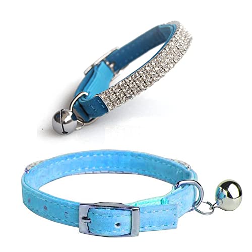 Yitaocity Verstellbares, weiches Samt-Halsband für Katzen, kleine Hunde, Kätzchen, Mädchen (blau) von Yitaocity