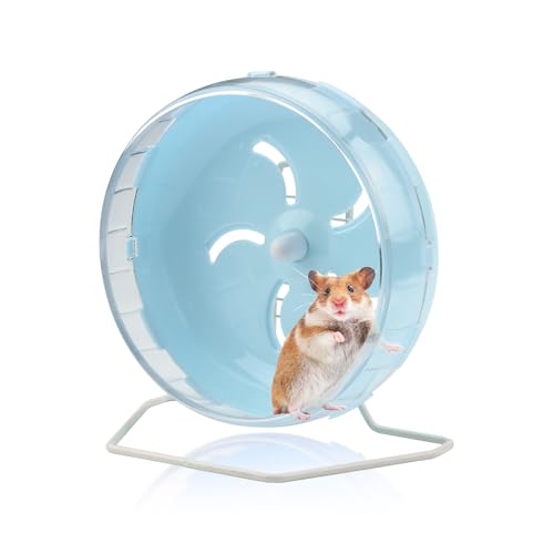 Blaues 21,3 cm leises Hamsterrad mit höhenverstellbarem Ständer, leise drehende Hamster-Übungsräder, Kleintier-Chinchilla-Laufspielzeug, Käfigzubehör für Rennmäuse, Mäuse, Ratten (blau) von Yitexin